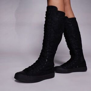 Converse Chuck Taylor All Star XX-Hi sneakers in black with lace flower print